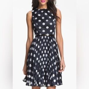 Adrianna Papell Navy Blue Polka Dot Dress, size 4